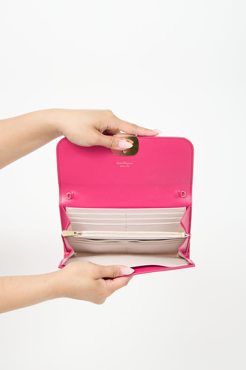 Ferragamo Leather Vara Continental Wallet