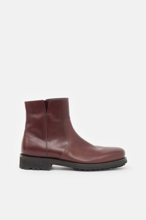 Ferragamo Leather Zip Ankle Boot