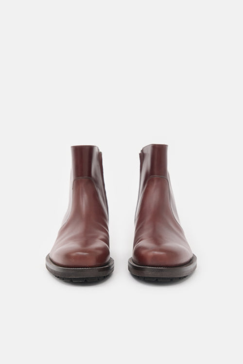 Ferragamo Leather Zip Ankle Boot
