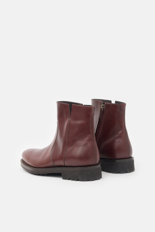 Ferragamo Leather Zip Ankle Boot