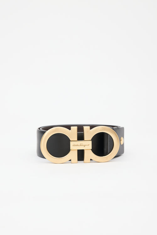 Ferragamo Leather Gancini Wide Belt