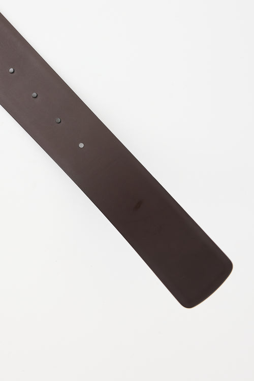 Ferragamo Leather Gancini Wide Belt