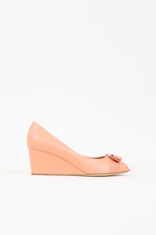 Ferragamo Leather Vara Wedge Heel