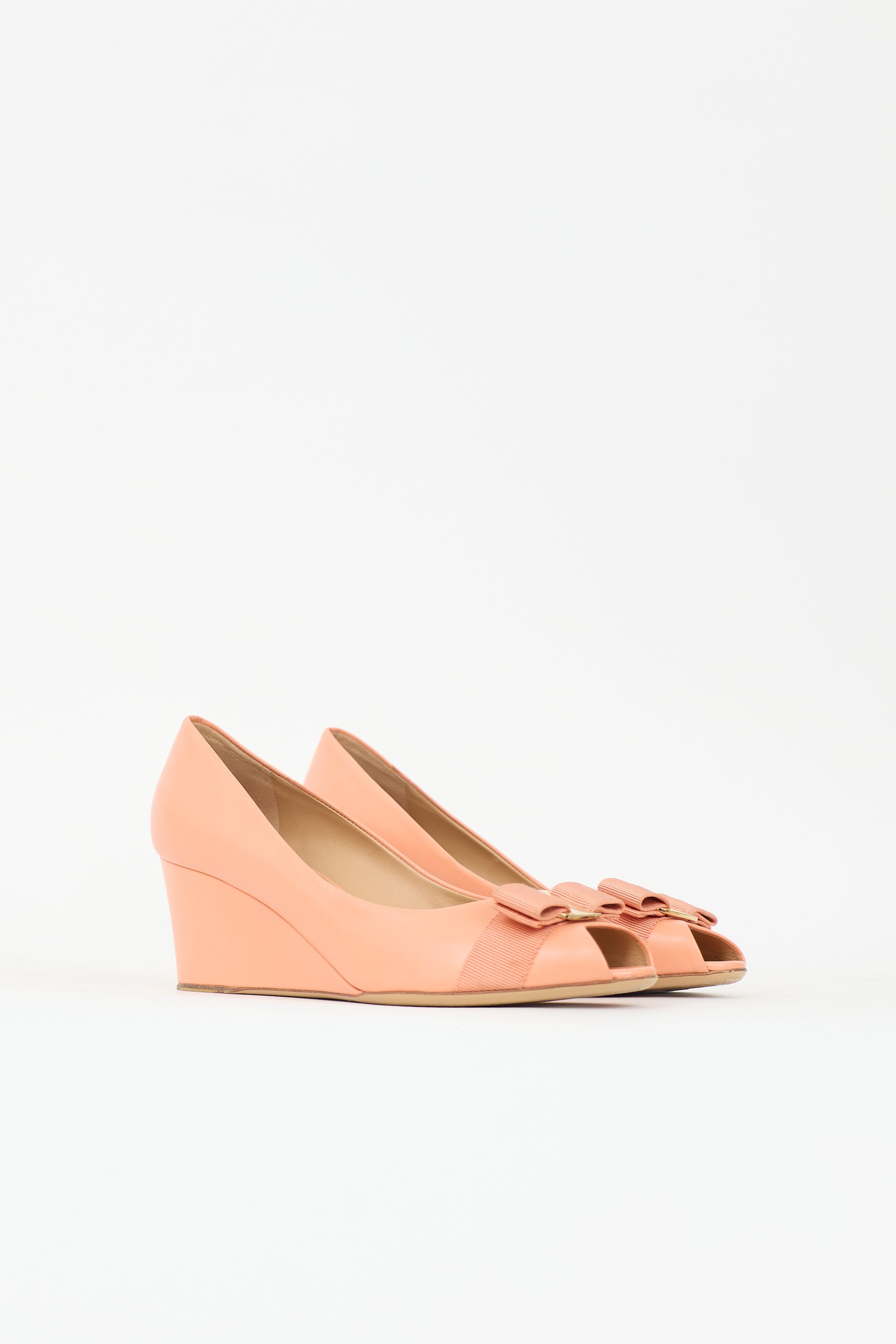 Ferragamo Leather Vara Wedge Heel