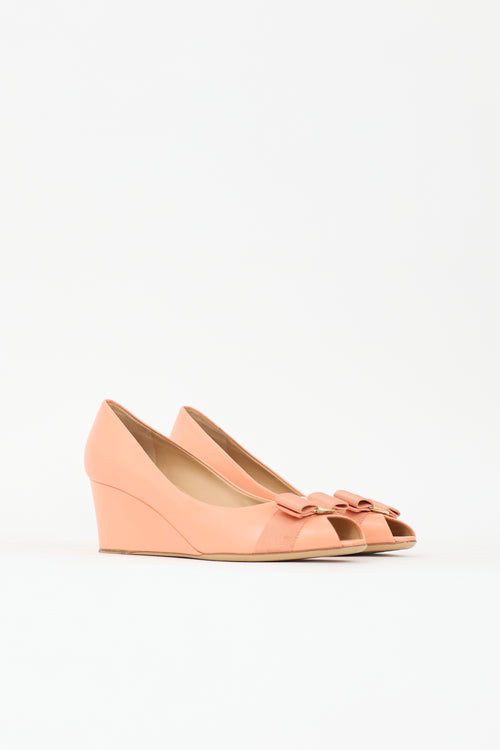 Ferragamo Leather Vara Wedge Heel