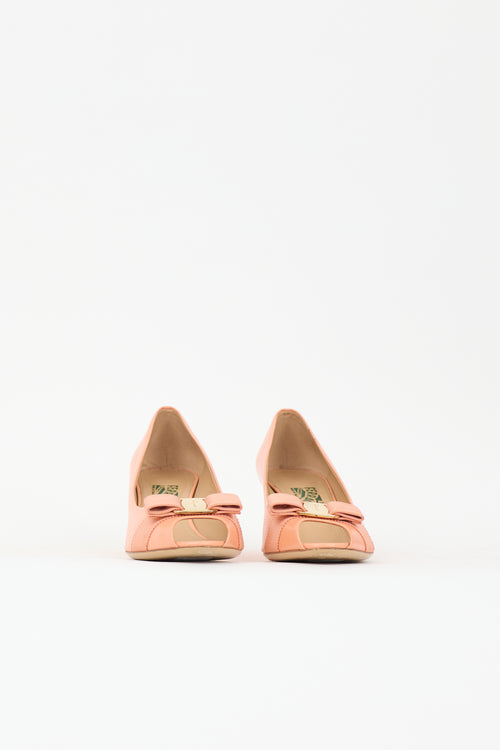 Ferragamo Leather Vara Wedge Heel
