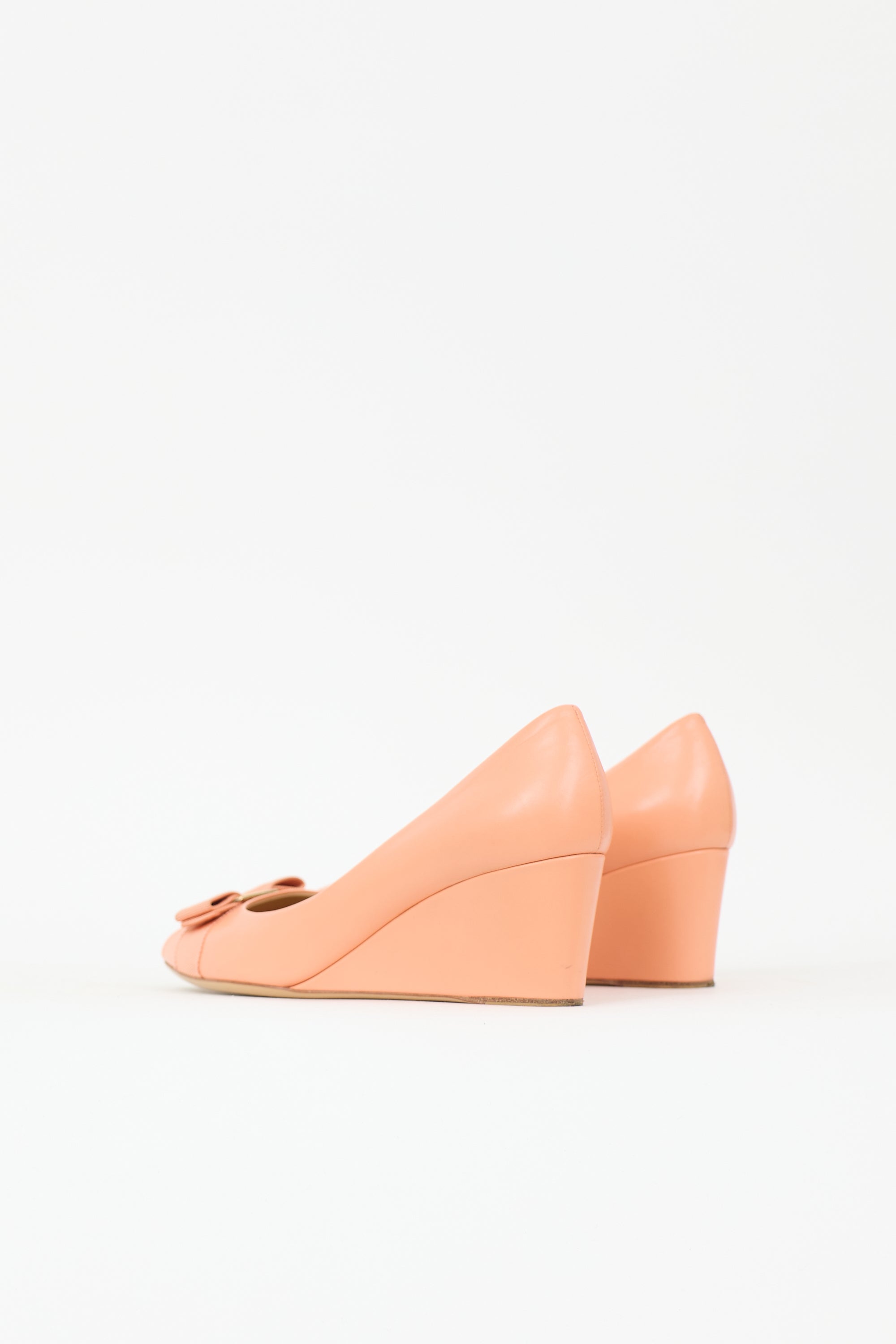 Ferragamo Leather Vara Wedge Heel