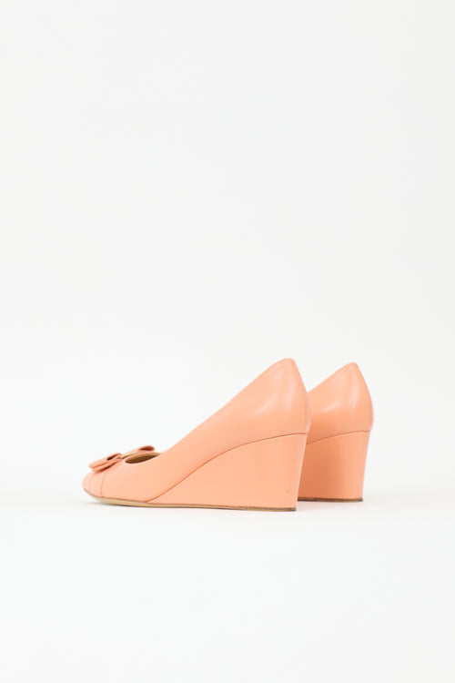 Ferragamo Leather Vara Wedge Heel
