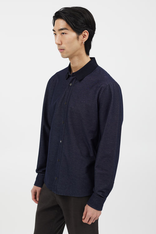 Ferragamo Navy Cotton Long Sleeve Shirt