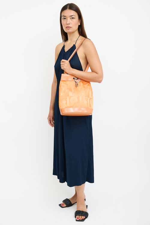 Ferragamo Orange Patent & Satin Logo Tote Bag