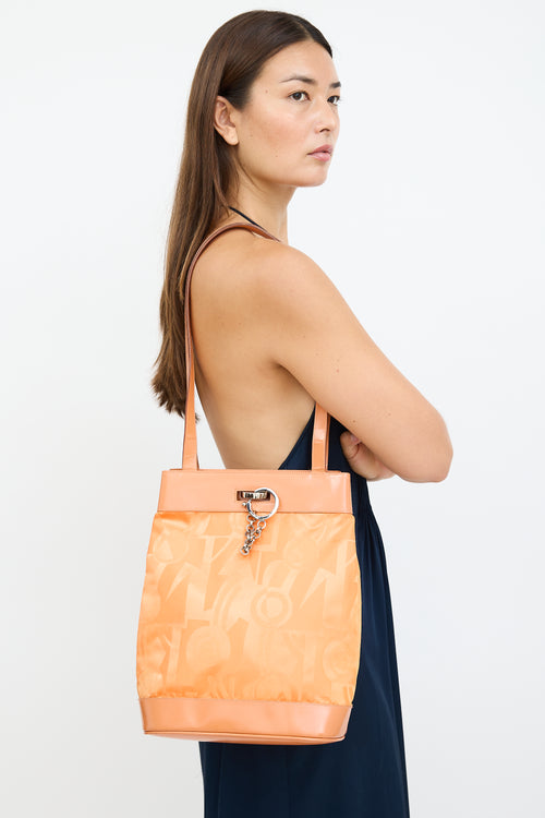 Ferragamo Orange Patent & Satin Logo Tote Bag