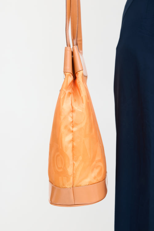 Ferragamo Orange Patent & Satin Logo Tote Bag