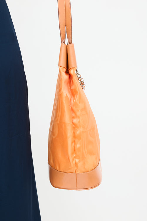 Ferragamo Orange Patent & Satin Logo Tote Bag