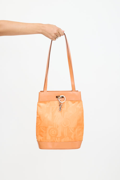 Ferragamo Orange Patent & Satin Logo Tote Bag