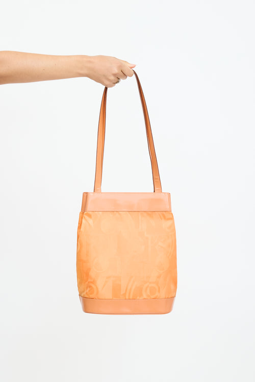 Ferragamo Orange Patent & Satin Logo Tote Bag