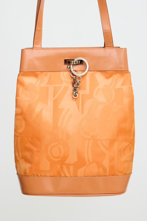 Ferragamo Orange Patent & Satin Logo Tote Bag