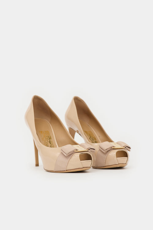 Ferragamo Patent Leather Bow Pump