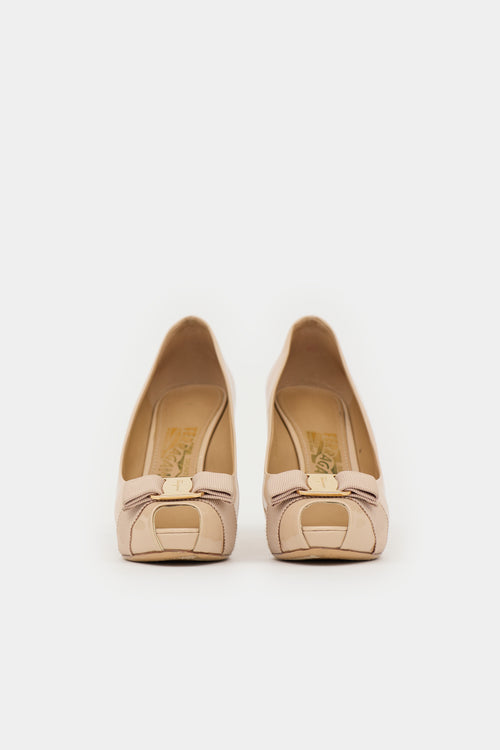 Ferragamo Patent Leather Bow Pump