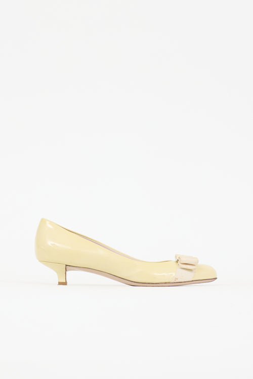Ferragamo Patent Carla Bow Pump