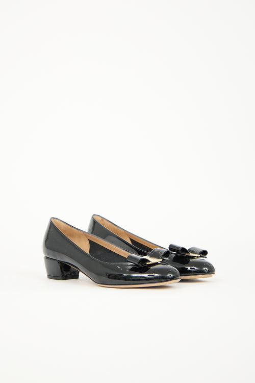 Ferragamo Patent Vara Bow Pump
