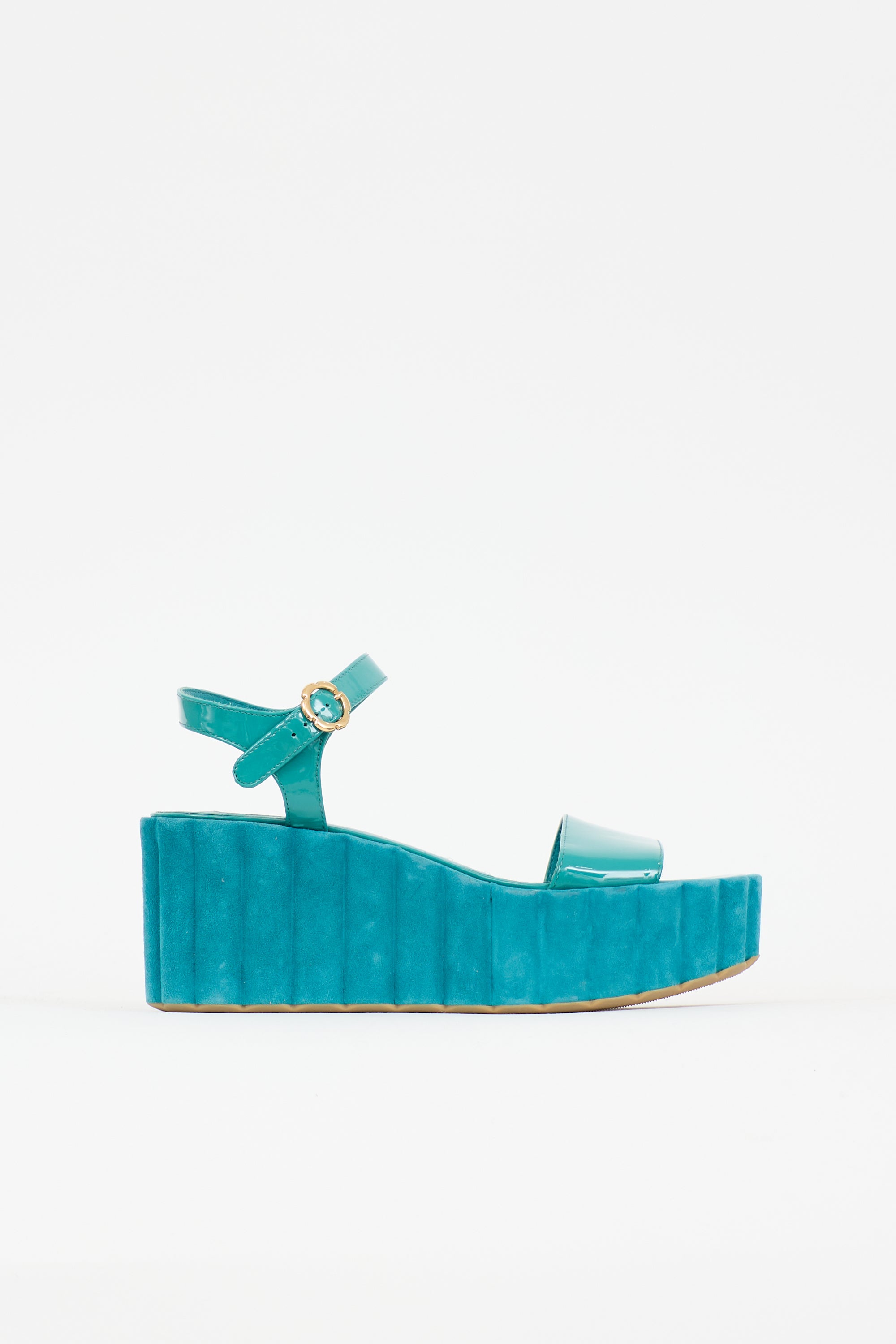 Ferragamo Patent & Suede Tropea Sandal