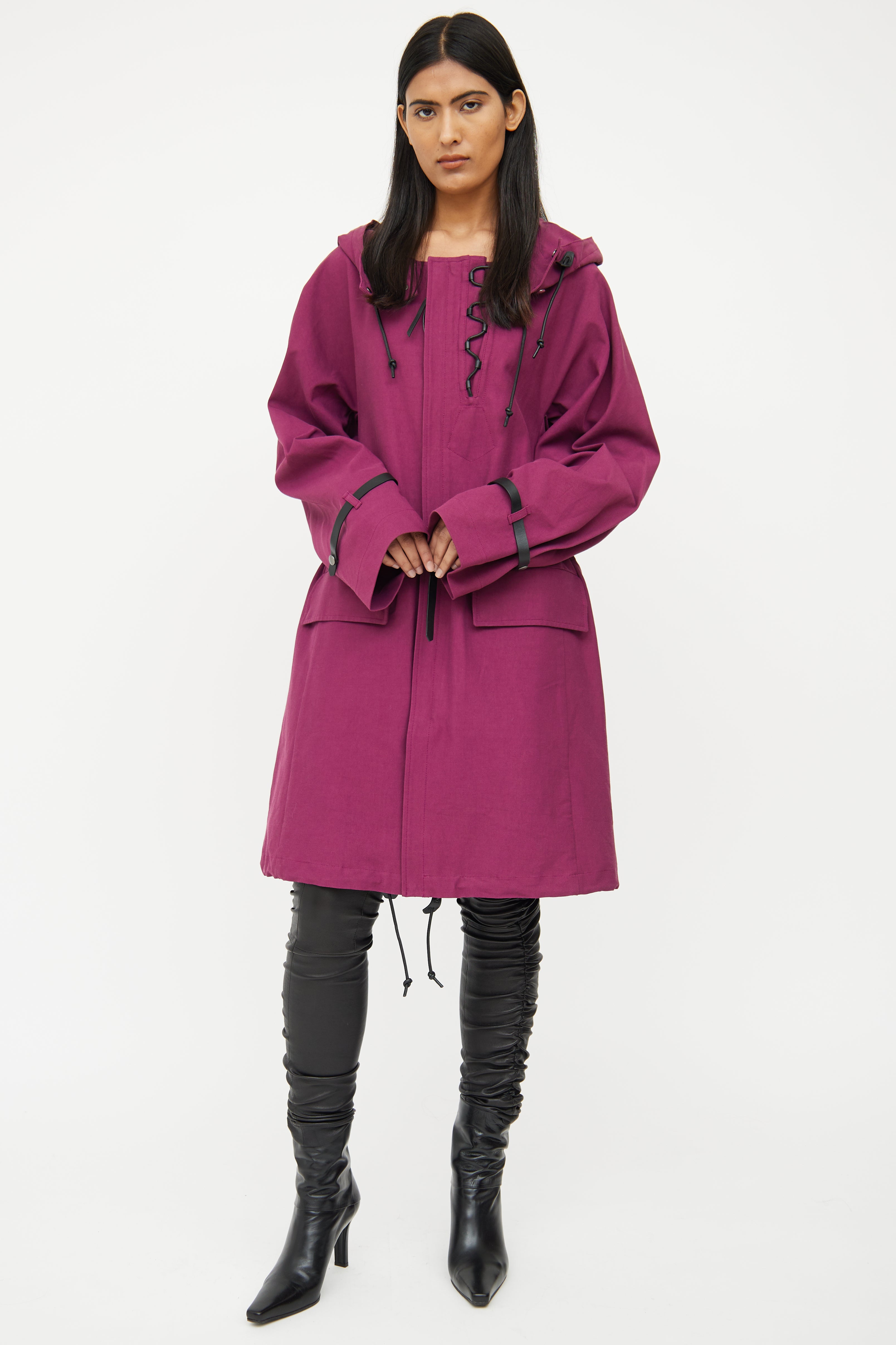 Ferragamo Purple Leather Trim Jacket