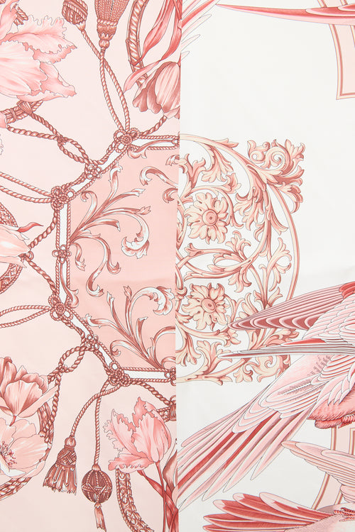 Ferragamo Pink & White Silk Scarf