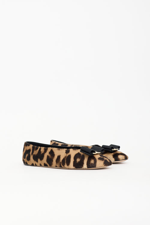 Ferragamo Printed Vara Bow Flat