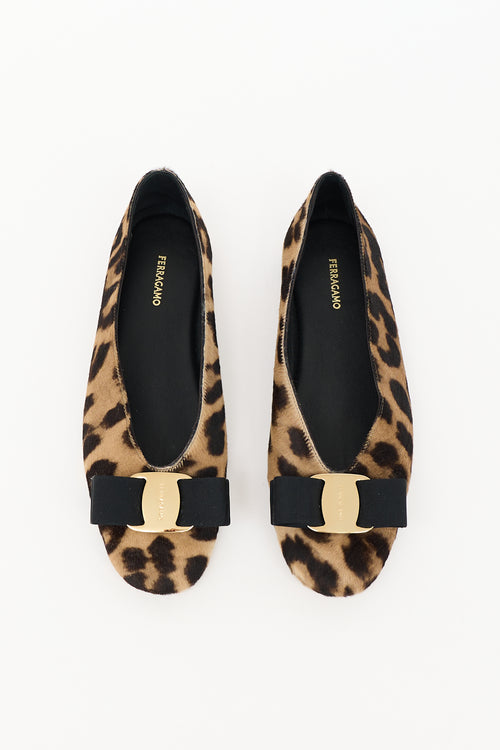 Ferragamo Printed Vara Bow Flat