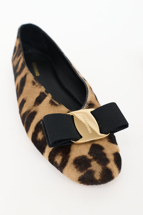 Ferragamo Printed Vara Bow Flat