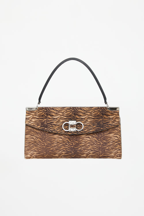 Ferragamo Printed Hair Gancini Top Handle Bag