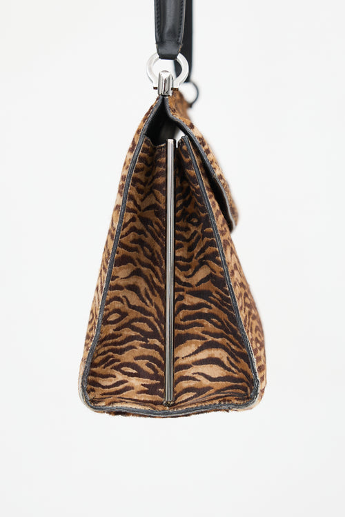 Ferragamo Printed Hair Gancini Top Handle Bag