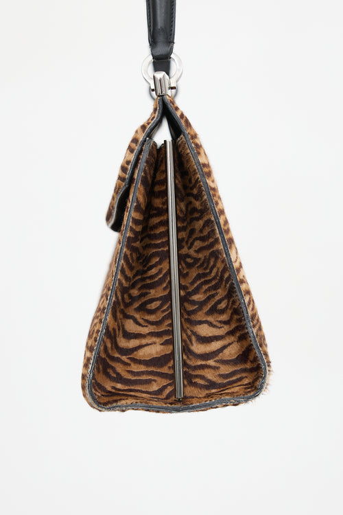 Ferragamo Printed Hair Gancini Top Handle Bag