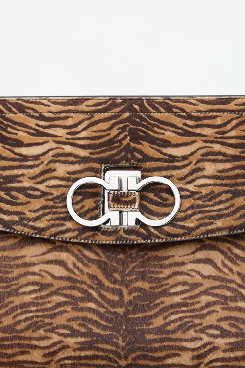 Ferragamo Printed Hair Gancini Top Handle Bag