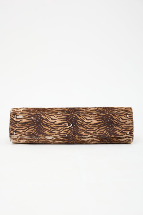 Ferragamo Printed Hair Gancini Top Handle Bag
