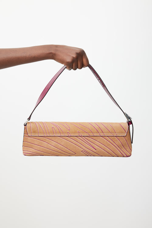 Ferragamo Purple & Brown Textured Hair Shoulder Bag