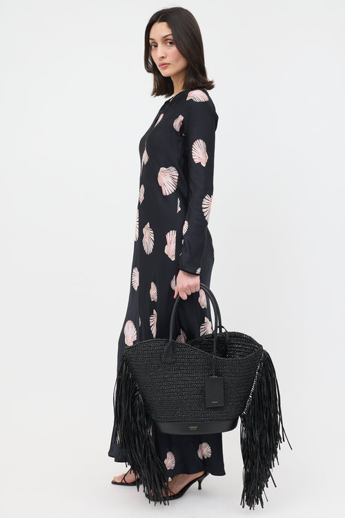 Ferragamo Raffia Fringe Tote Bag
