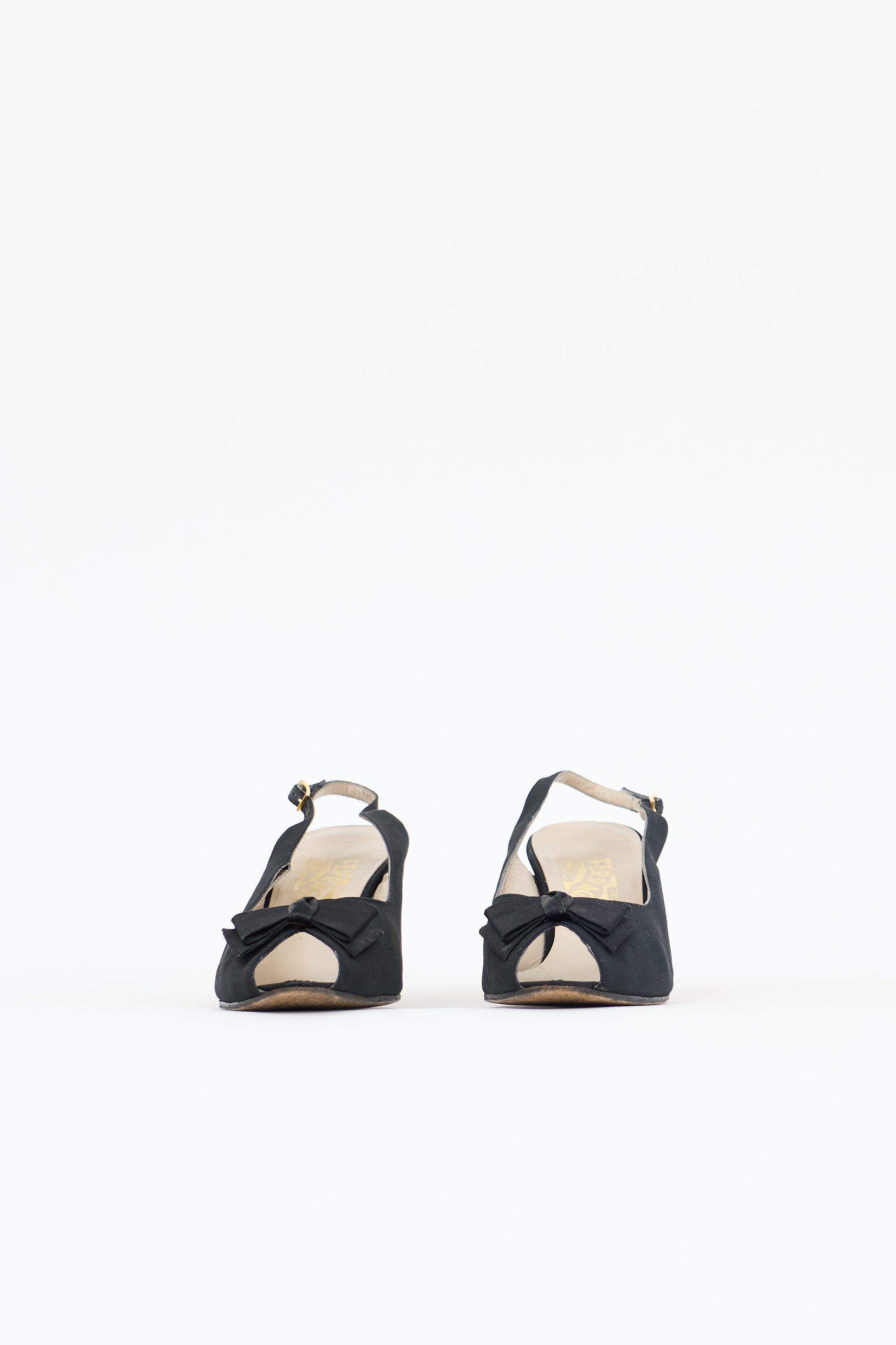 Ferragamo Satin Peep Toe Heel