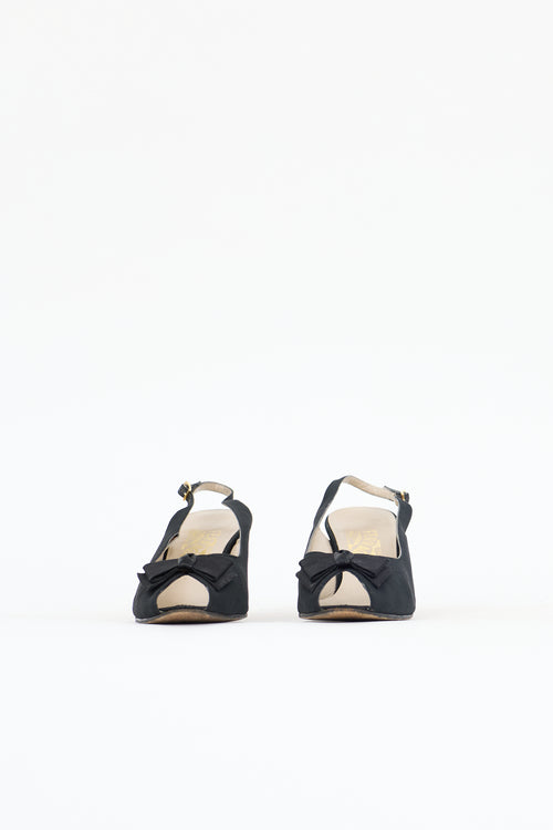 Ferragamo Satin Peep Toe Heel
