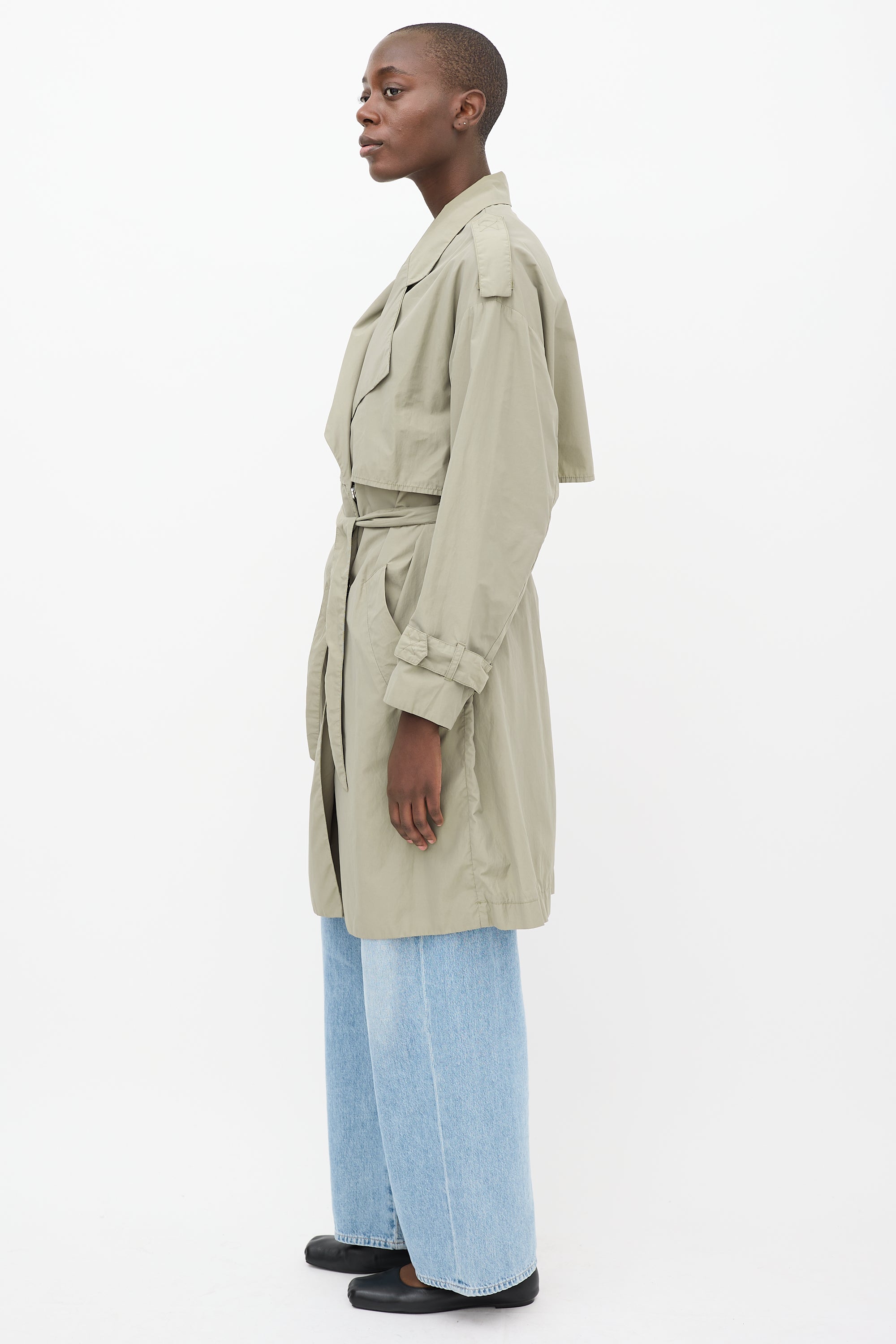 Filippa K Green Nylon Ruby Tech Trench Coat