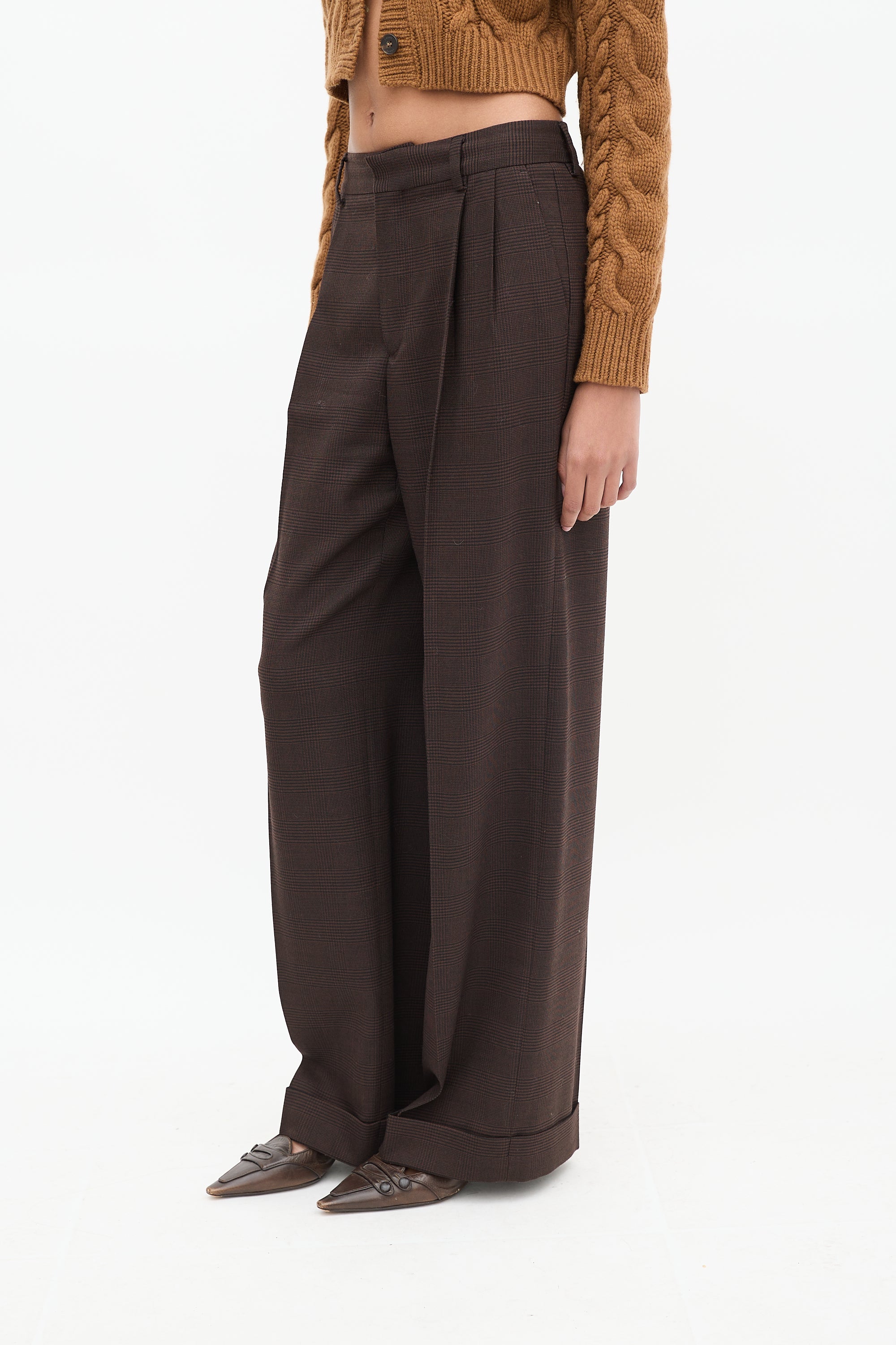 Filippa K Dark Brown Wool Kinley Check Trouser