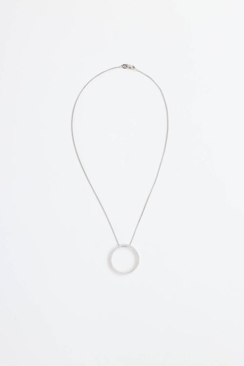Fine Jewelry18K White Gold Diamond Circle Pendant Necklace