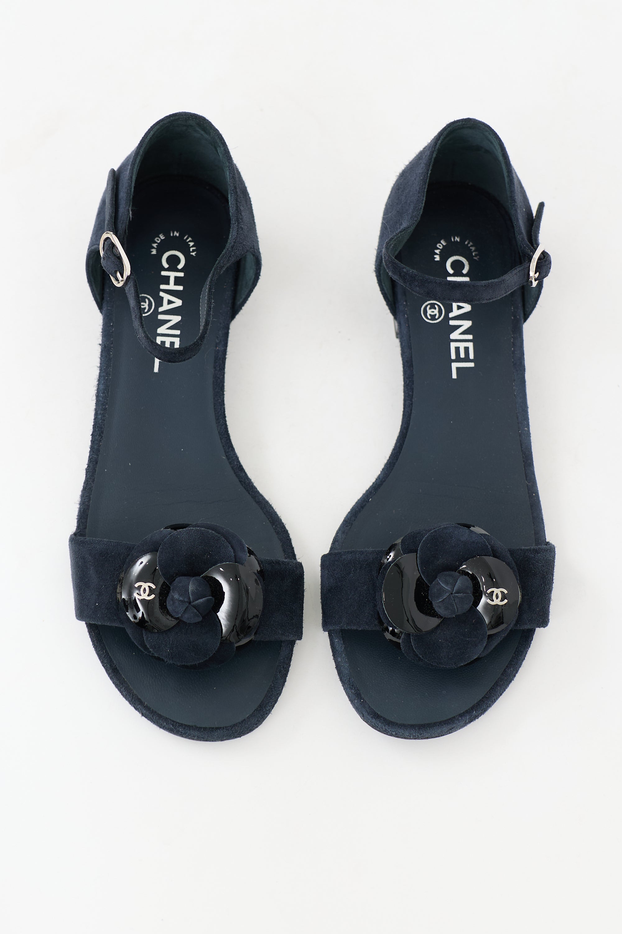Chanel Suede CC Camellia Sandal