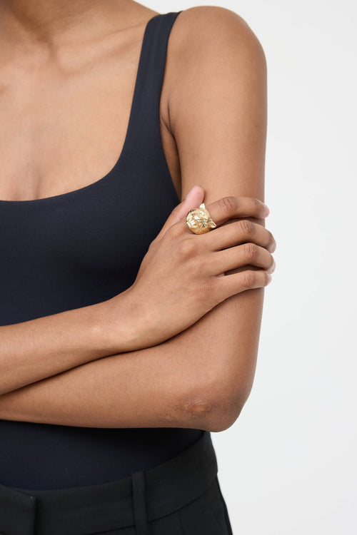 Forever Fine Jewelry 14K Yellow Gold Emerald Ring