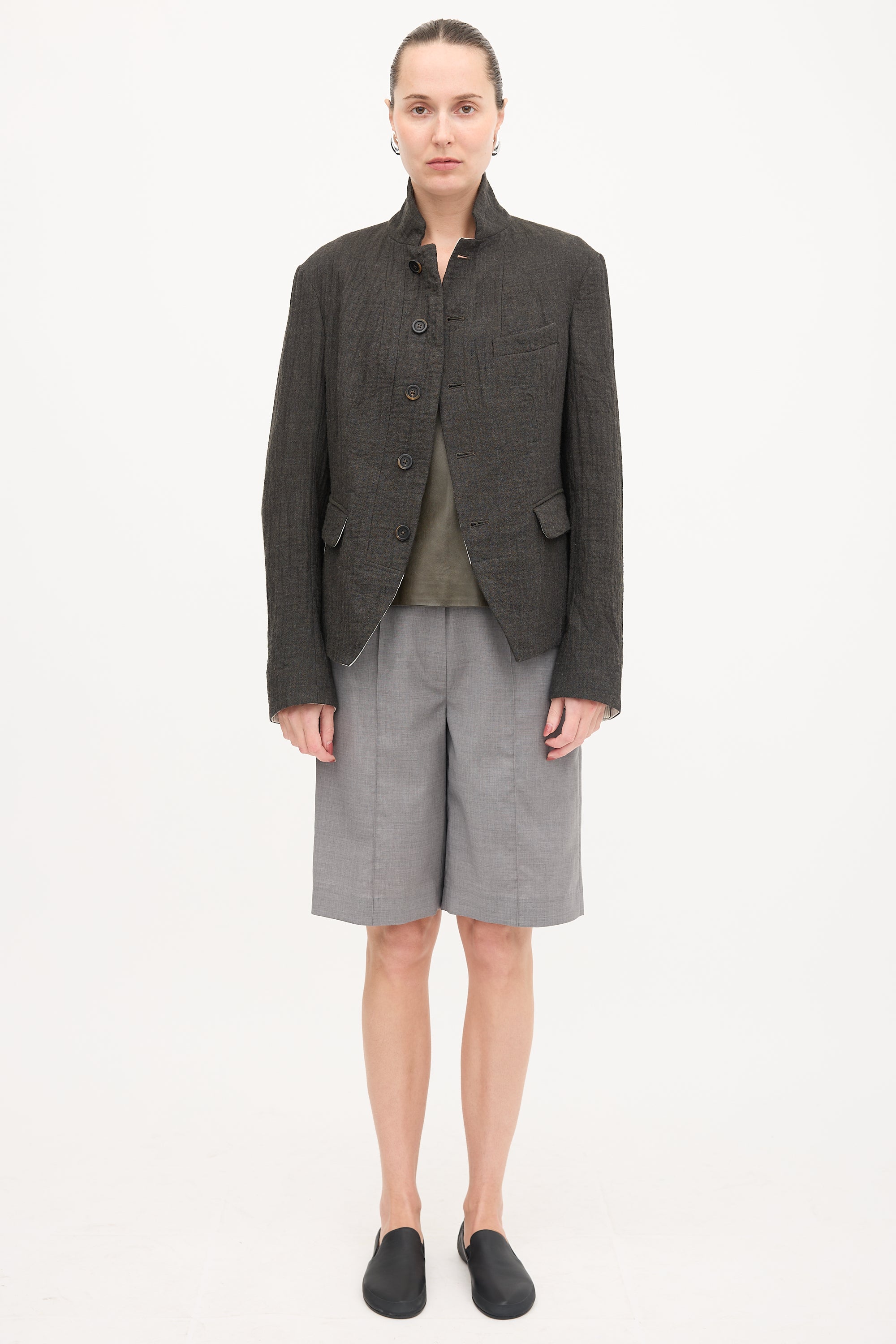 Forme D'Expression Wool Stand Collar Blazer