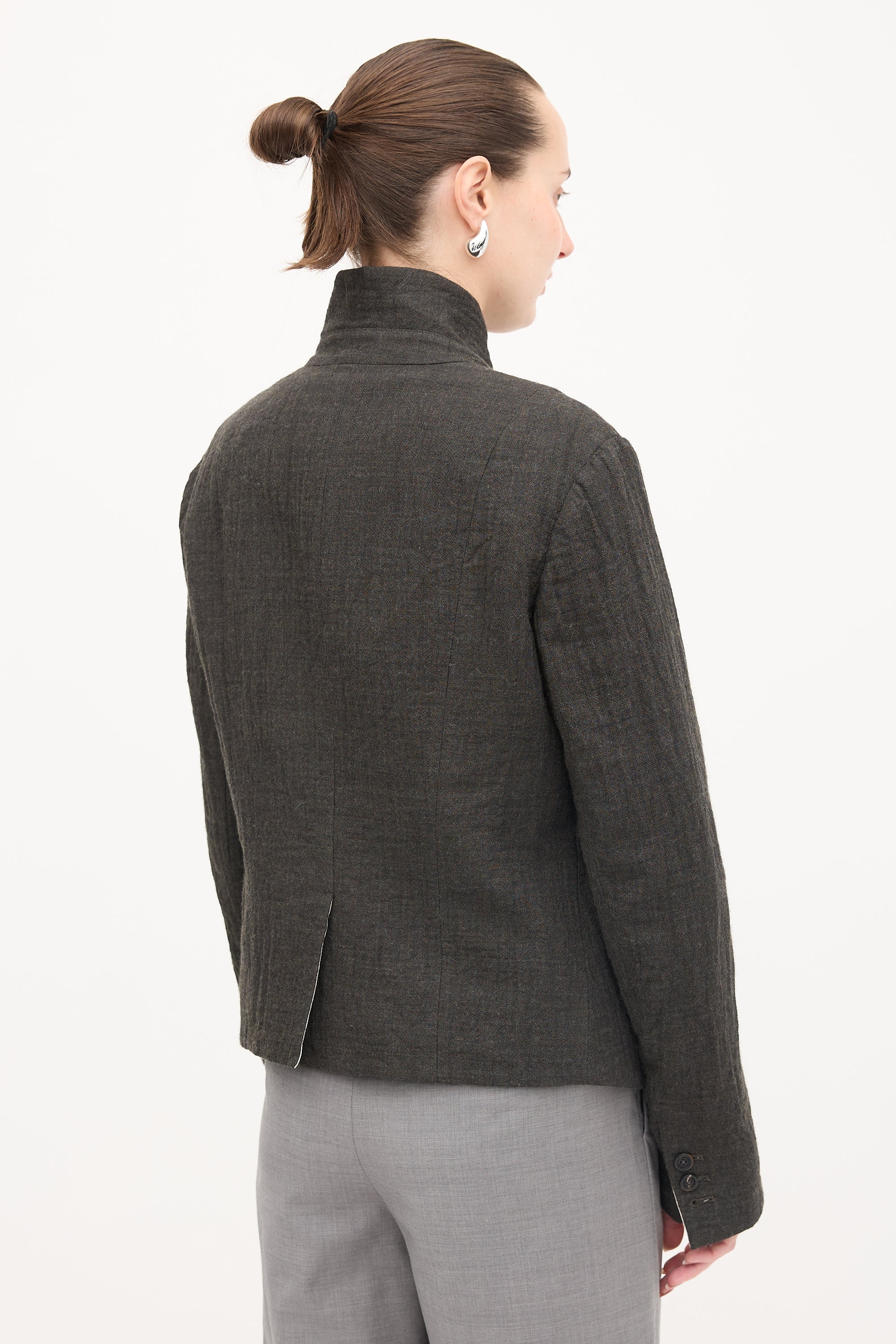 Forme D'Expression Wool Stand Collar Blazer