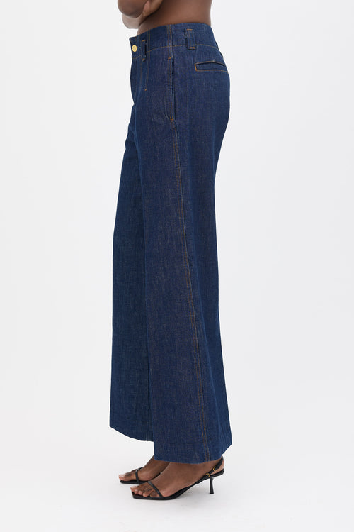 Frame Darted Wide Leg Jeans