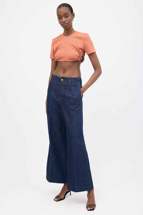 Frame Darted Wide Leg Jeans