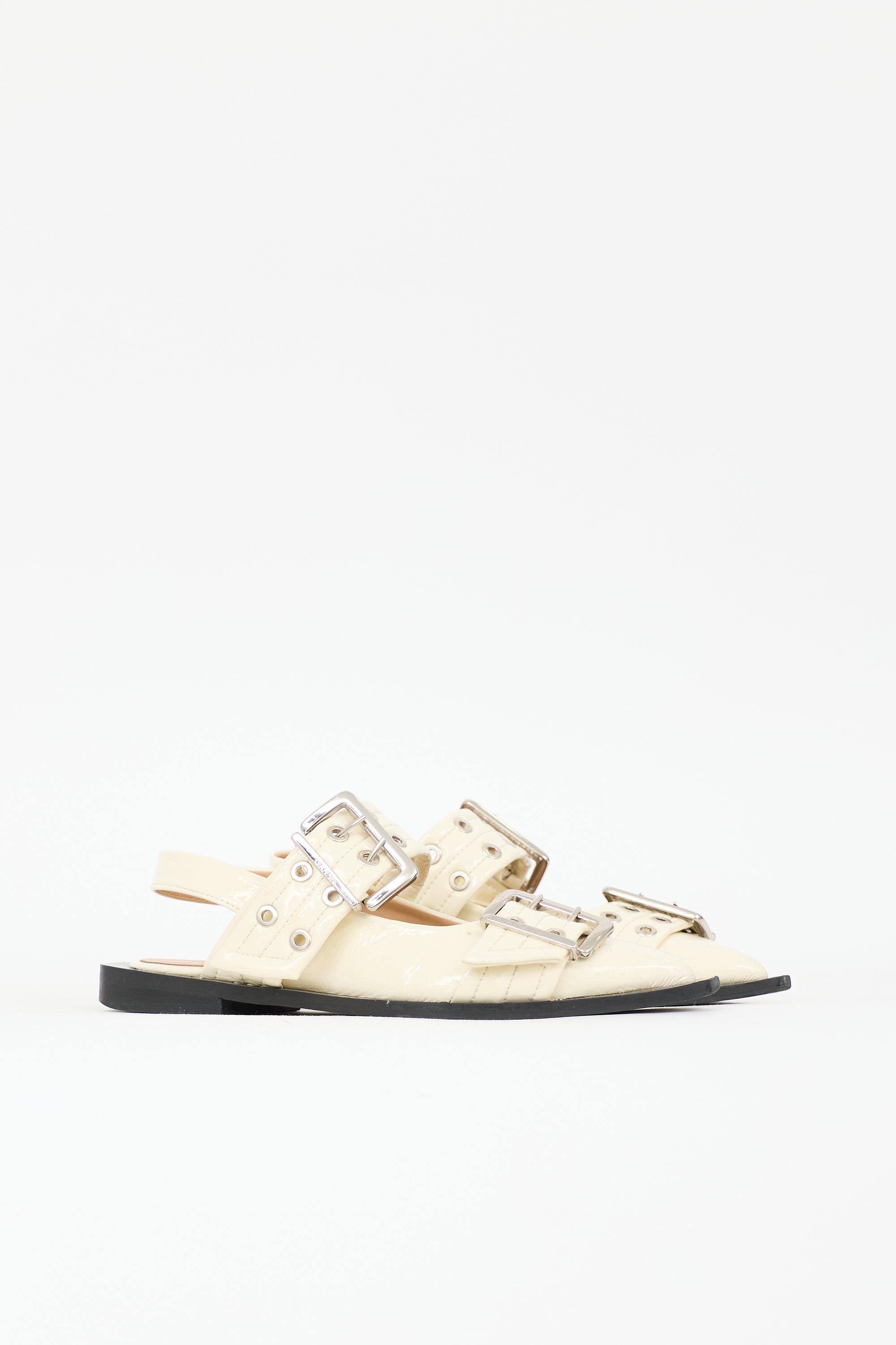 Ganni Leather Buckled Mule