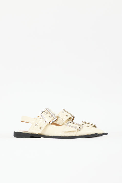 Ganni Leather Buckled Mule